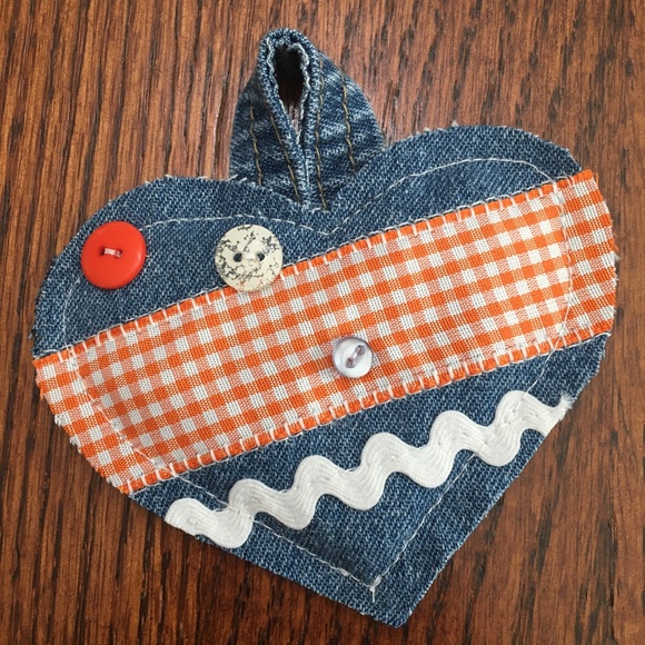 Keychain Or Ornament Denim Heart - Picture 6 of 13